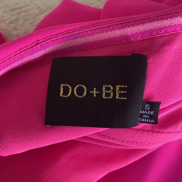 DO+BE Neon Pink Open Shoulder flounce Cut Out MIDI Dress S - Picture 8 of 10